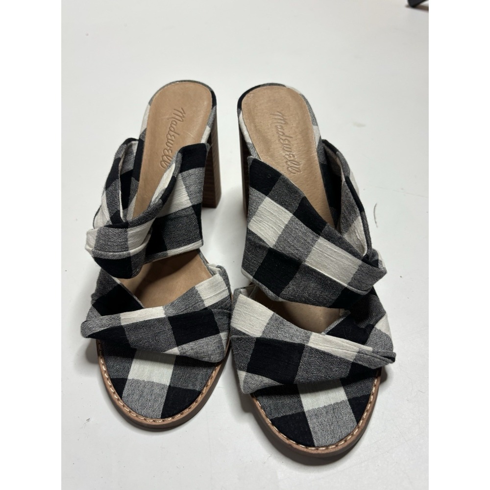 Madewell Women's Alexandria High Heeled Mule Black/White Buffalo Plaid Size 7.5 - Picture 5 of 7